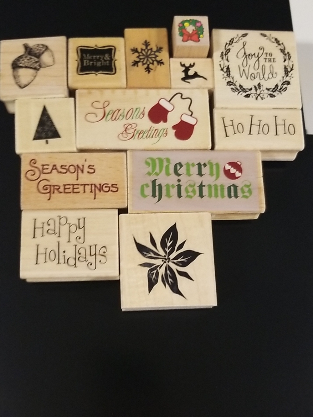 Seasonal  Christmas  Holiday Wooden Stamp Lot Scrapbooking  Card Making